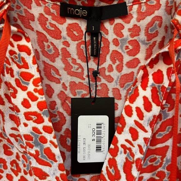 Maje chiffon leopard print orange dress - Picture 9 of 9